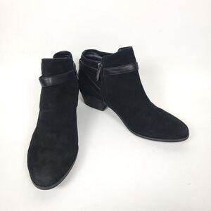 Sam Edelman Pirro Suede leather straps Black Bootie Buckle shoes chunky heels